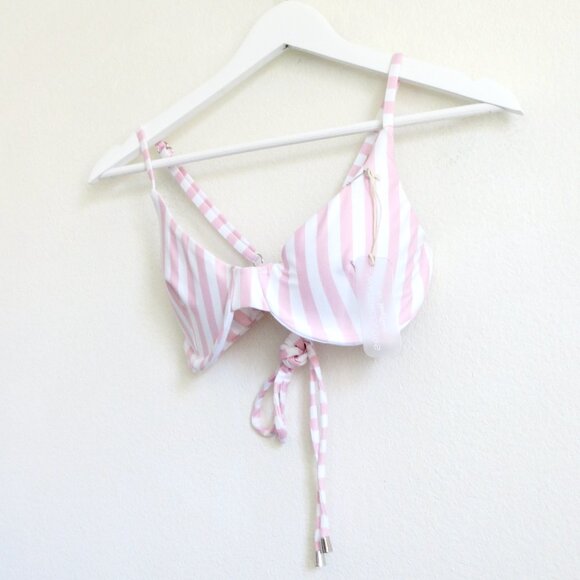 NEW! Kenny Flowers The Boca Underwire Bikini Top Pink White Stripes SZ M - Picture 12 of 15